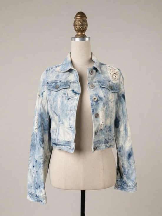 POL Jackets & Blazers - POL Light Blue Distressed Cropped Denim Jacket